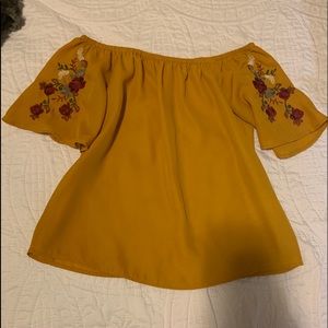 Boho floral off the shoulder shirt